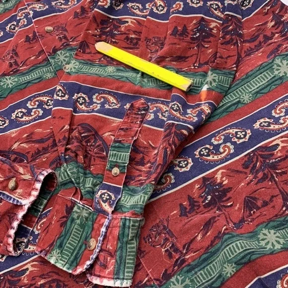 Men’s Pendleton Multicolor Paisley Outdoor Print Button Long Sleeve Shirt Size L - Picture 7 of 15